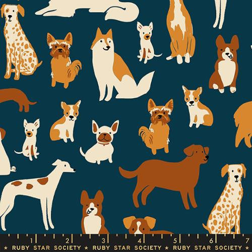 PRESALE Dog Park Teal Navy Dog Medley Yardage by Sarah Watts of Ruby Star Society for Moda Fabrics | RS2094 13 | Cut Options