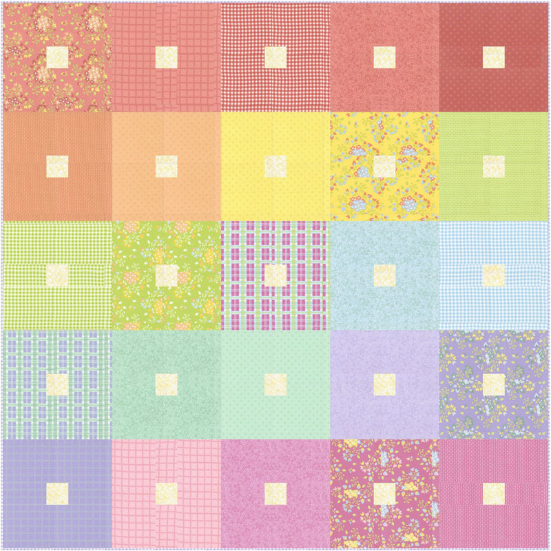 Boxy Custom Quilt Kit With Sherbet Sunshine Flannel by Corey Yoder for Moda Fabrics | Size 75" x 75"