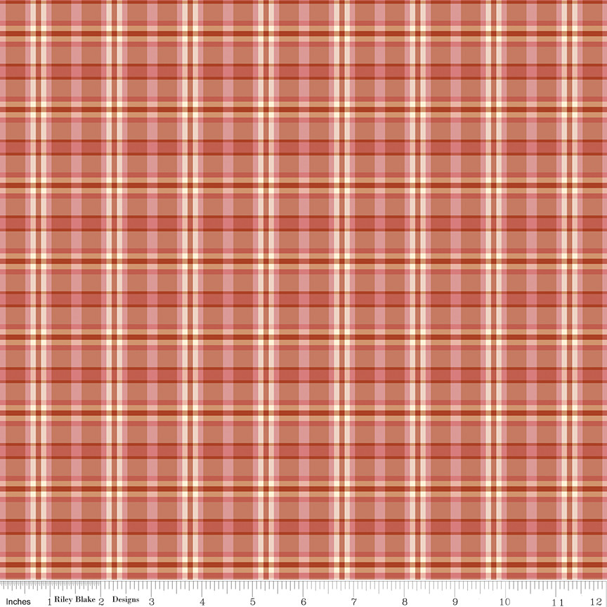 PRESALE A Spoonful of Sugar Plaid Poppins Apricot Yardage by Jennifer Long of Sew A Story | C17087-APRICOT