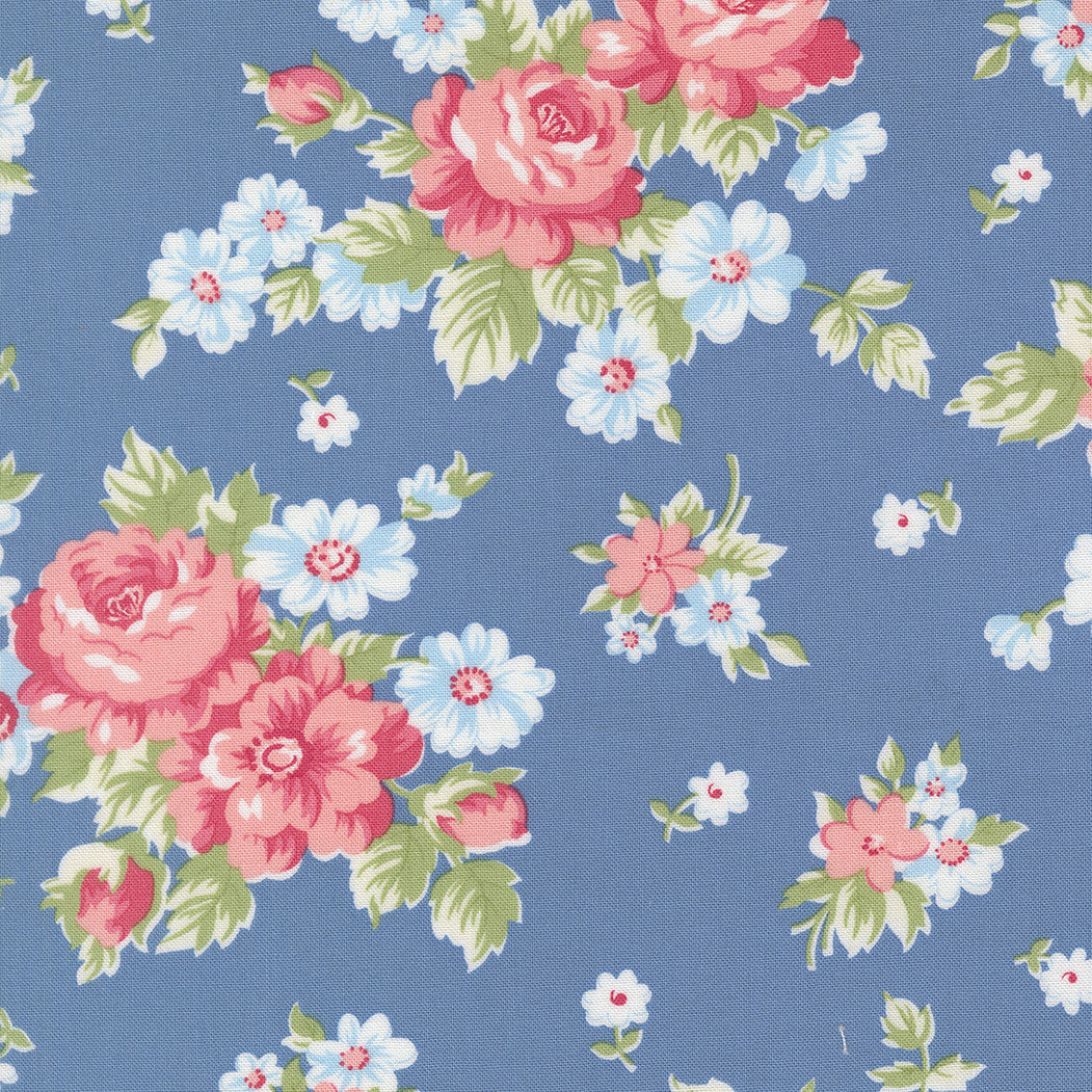A Cat Named Stitch Blooming Blue Yardage by Camille Roskelley for Moda Fabrics | 55340 13