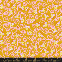 Bird Is The Word Pansy Goldenrod Yardage by Kimberly Kight of Ruby Star Society | RS3079 13