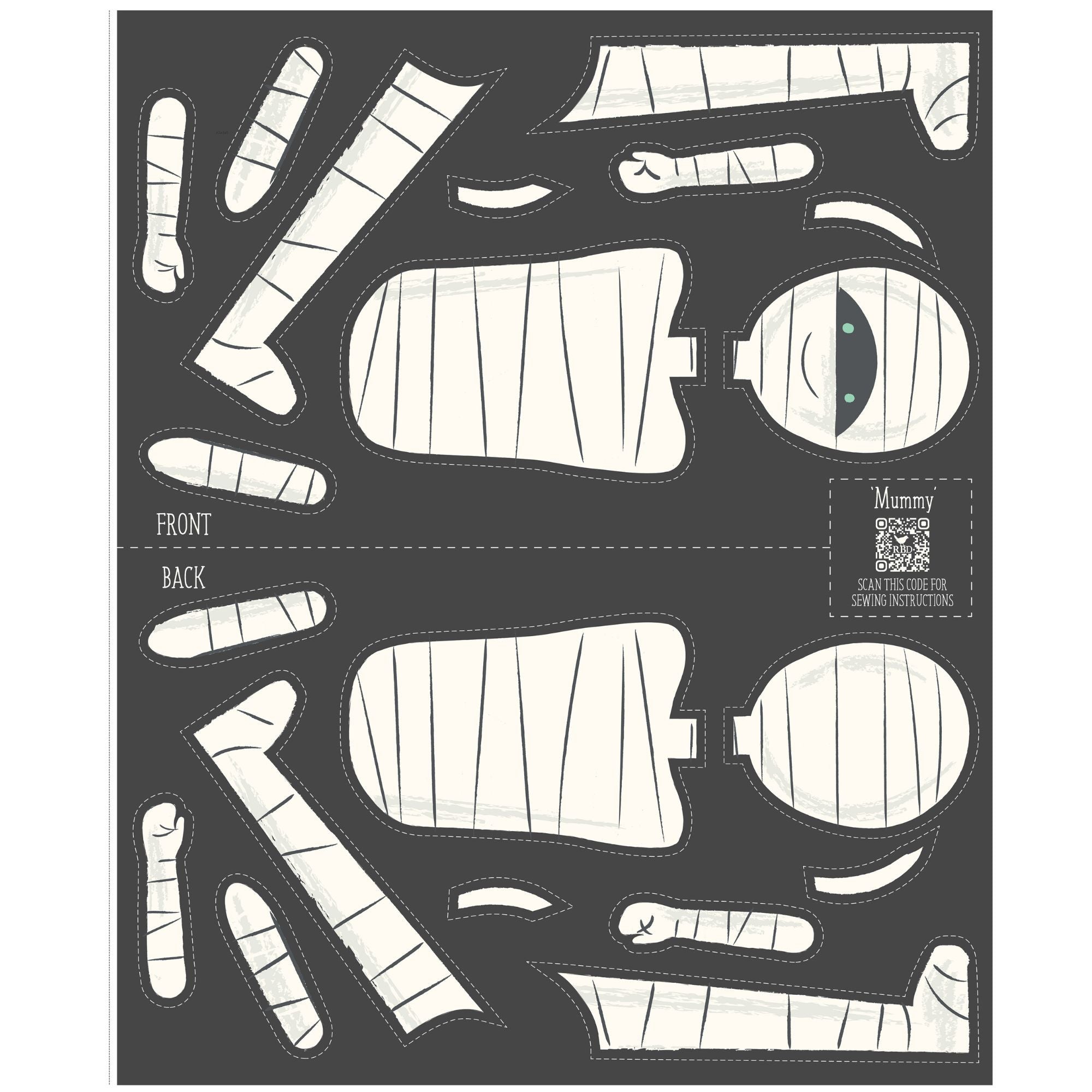 Frank and Friends Mummy Panel by My Mind's Eye for Riley Blake Designs | Panel Size 35 1/2" x 43 1/2" | P17479-PANEL