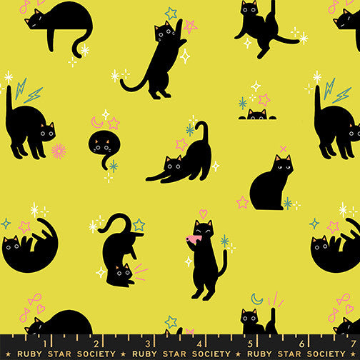 PRESALE Freaky Familiars Catwalk Citron Yardage by Ruby Star Society | RS5193 11