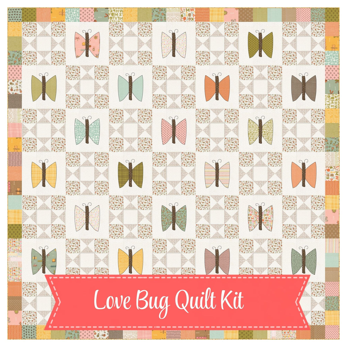 PRESALE Love Bug Quilt Kit With Bug Collector by Sweetwater for Moda Fabrics | Quilt Size 69" x 69"