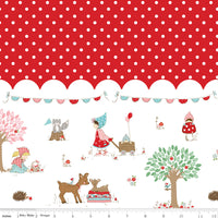 Whimsical Woodland Border Print Red Yardage by Tasha Noel for Riley Blake Designs | C17648-RED