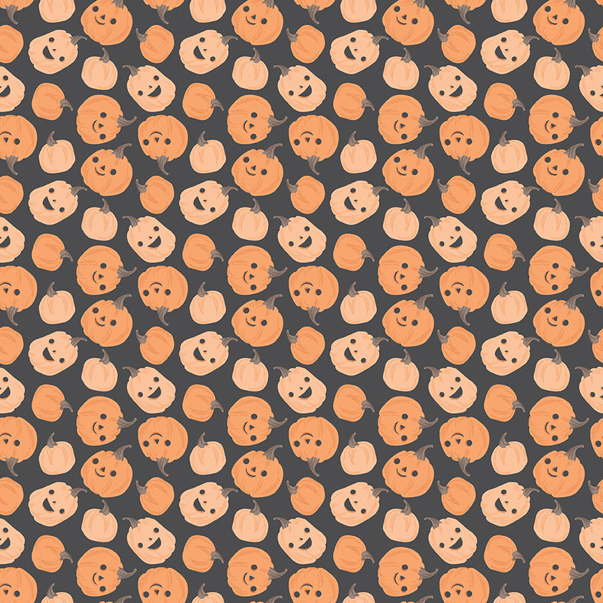 Frank and Friends Pumpkins Charcoal Yardage by My Mind's Eye for Riley Blake Designs | C17472-CHARCOAL