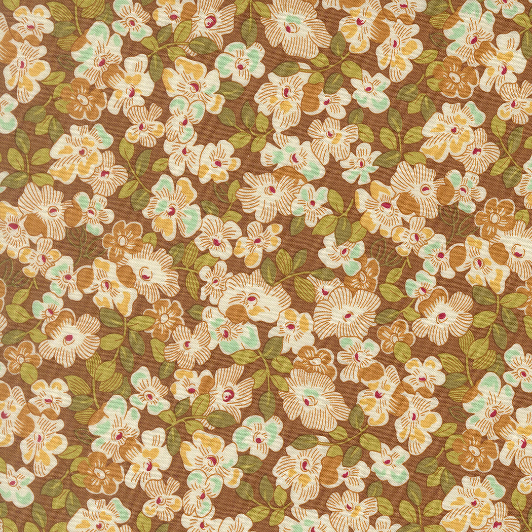 PRESALE Butternut and Sage Fields of Flowers Cinnamon Yardage by Fig Tree & Co for Moda Fabrics | 35442 18