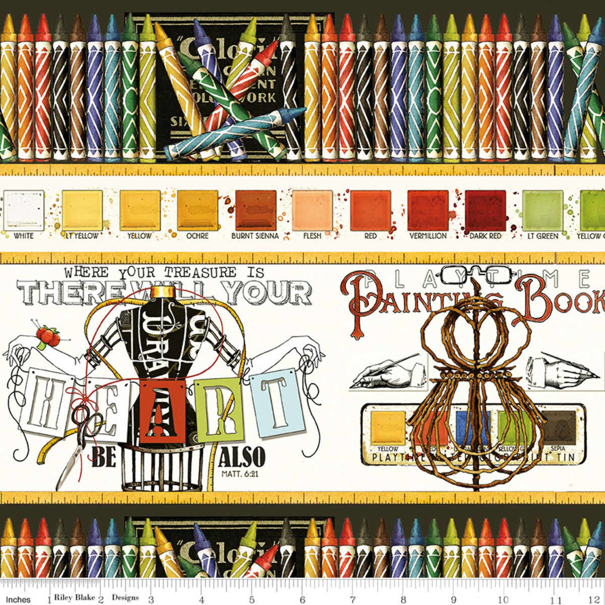 PRESALE She Who Sews–The Maker Draw Near Border Stripe Multi Yardage by J. Wecker Frisch for Riley Blake Designs | CD18525-MULTI
