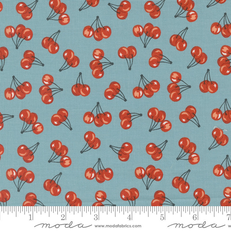 Farmstead Farm Fresh Cherries Mountain Stream Yardage by Stacy Iest Hsu for Moda Fabrics | 5 Yard Backing | 20906 14