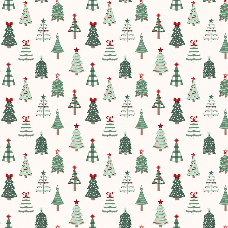 PRESALE Evergreen Wishes Trees CreamYardage by Traci Reed for Riley Blake Designs | C17811-CREAM