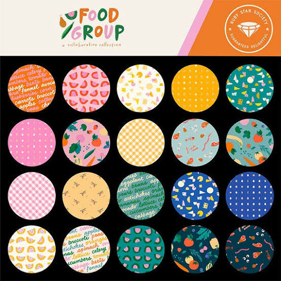 Food Group Charm Pack | Ruby Star Society | Open Package 5" Scraps
