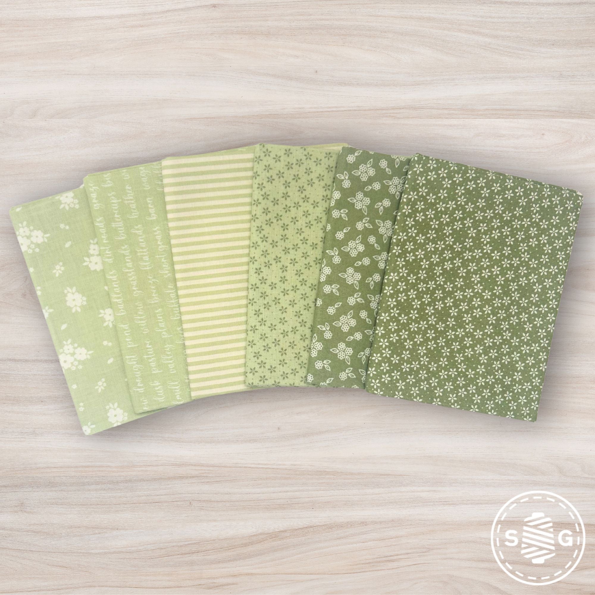 Pastel Prairie Custom Fat Quarter Bundle Green by My Sew Quilty Life for Moda Fabrics  | Curated Bundle | 6 Fat Quarters