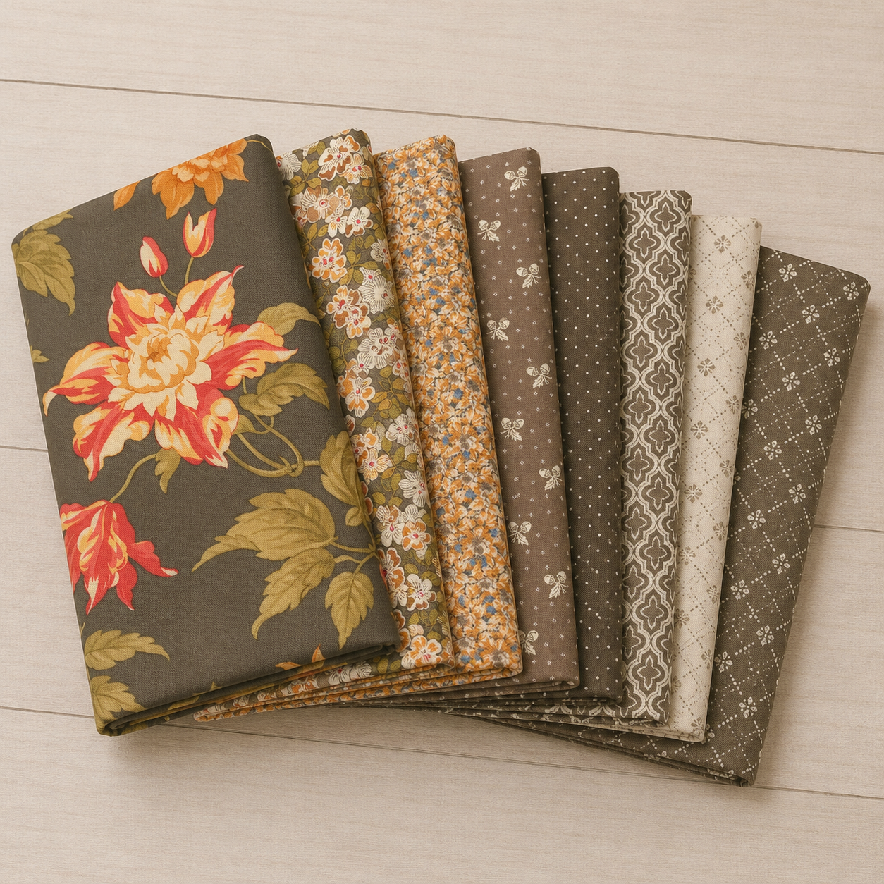 PRESALE Butternut and Sage Fat Quarter Bundle Grey by Fig Tree & Co for Moda Fabrics | 8 Fat Quarters | Curated Bundle
