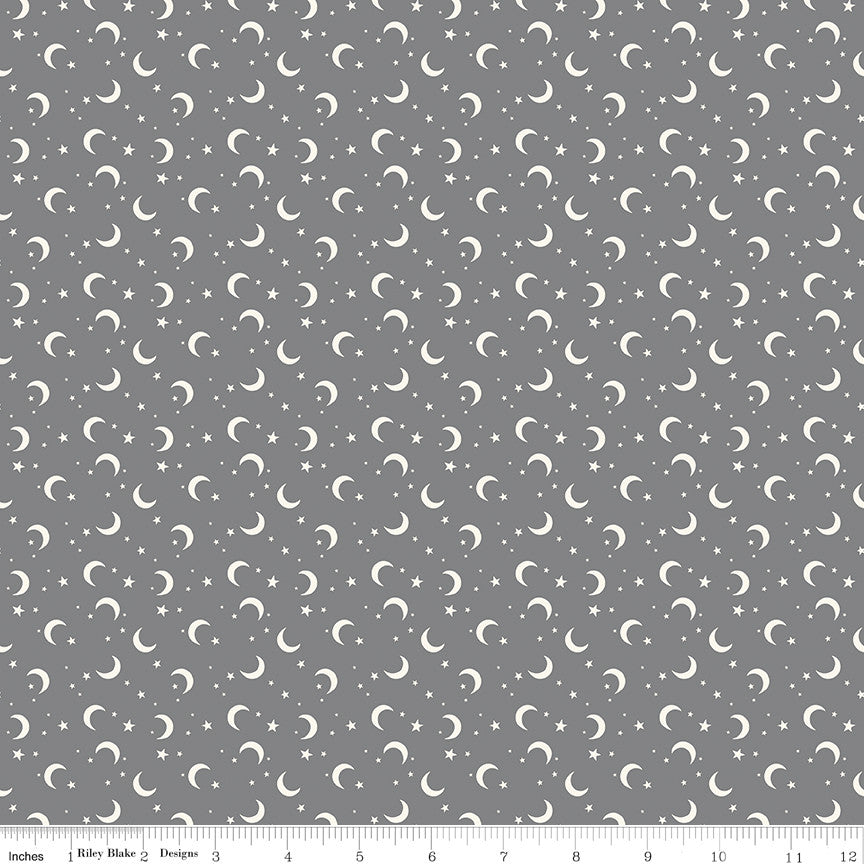 Frank and Friends Moon & Stars Gray Yardage by My Mind's Eye for Riley Blake Designs | C17477-GRAY