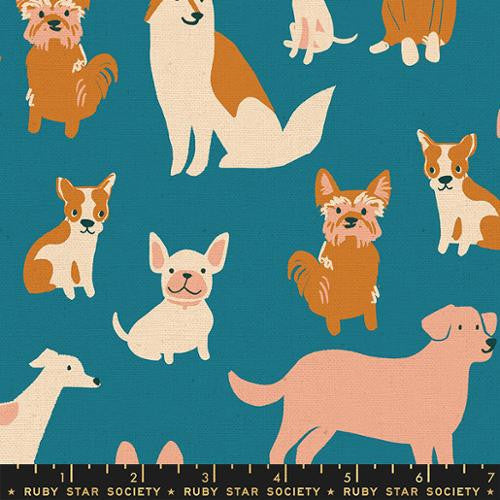 PRESALE Dog Park Chambray Dog Medley Canvas Linen Yardage by Sarah Watts of Ruby Star Society for Moda Fabrics | RS2101 21L | Cut Options