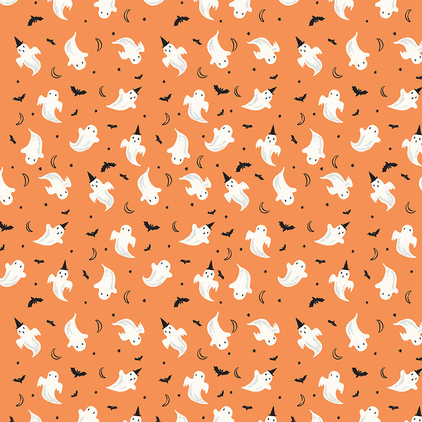 Frank and Friends Ghosts Orange Yardage by My Mind's Eye for Riley Blake Designs | C17475-ORANGE