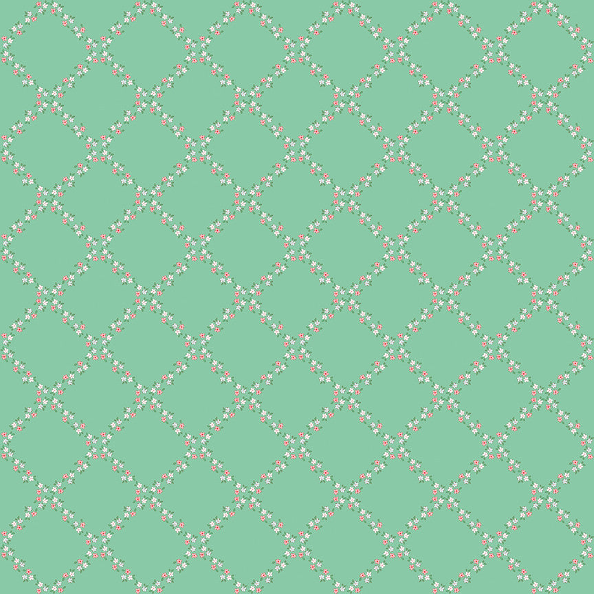 Whimsical Woodland Lattice Green Yardage by Tasha Noel for Riley Blake Designs | C17643-GREEN