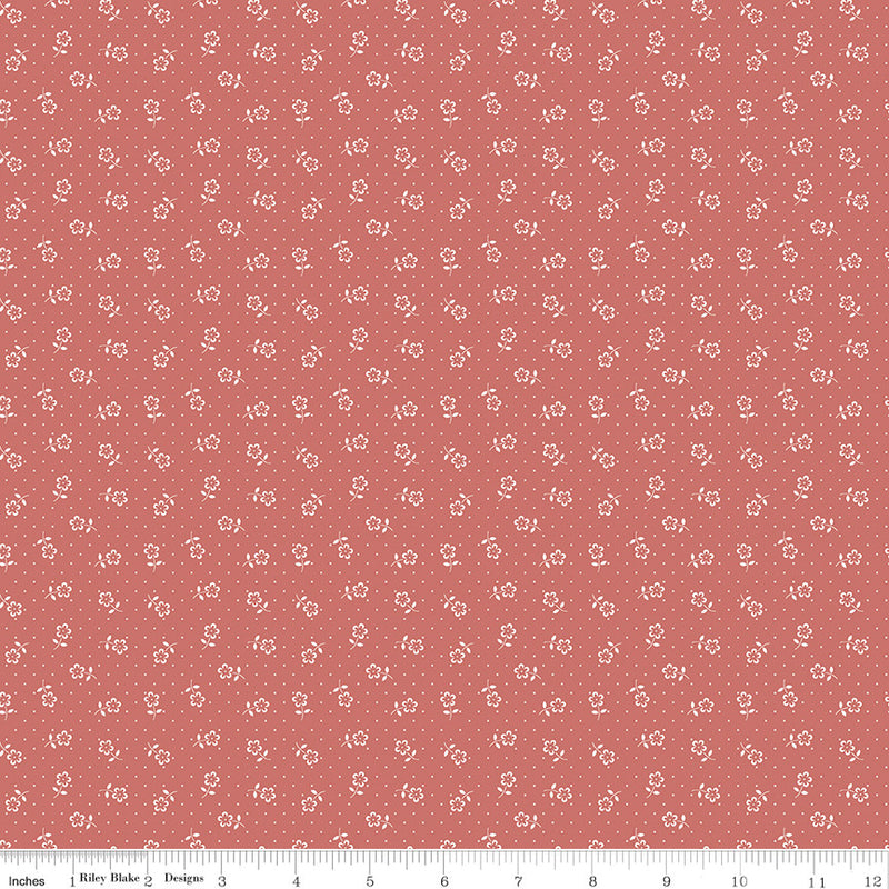Mary Catherine Flower Dots Faded Red Yardage by Amy Smart for Riley Blake Designs | C16705-FADEDRED