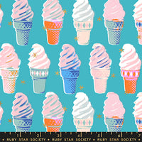 PRESALE Best Day Ever Ice Cream Metallic Turquois Yardage by Melody Miller for Ruby Star Society | RS0105 17M