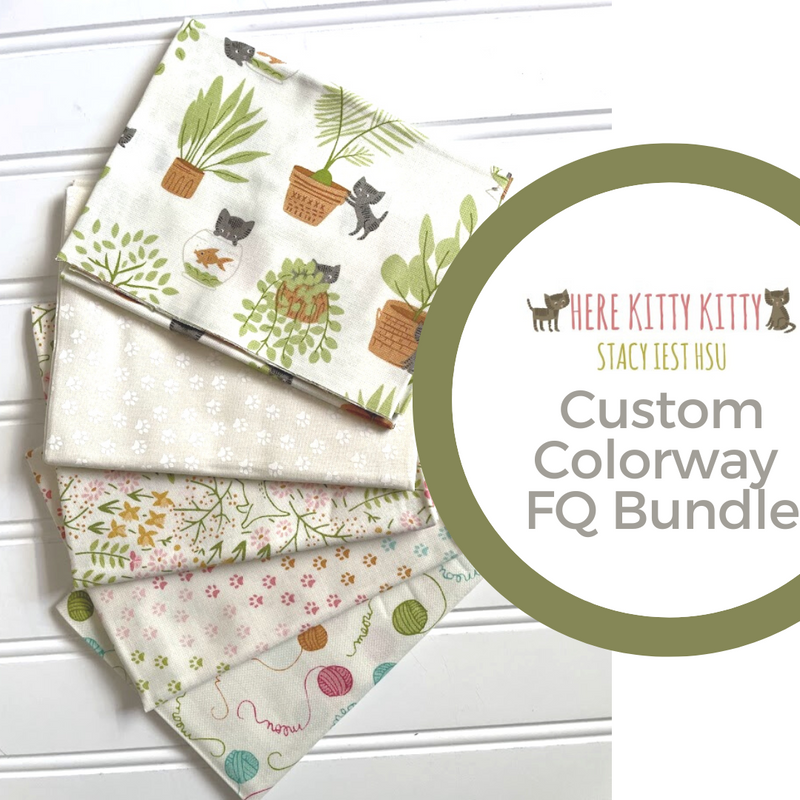 Here Kitty Kitty Cream Colorway Fat Quarter Bundle by Stacy Iest Hsu for Moda Fabrics |Custom Bundle | 5 FQs