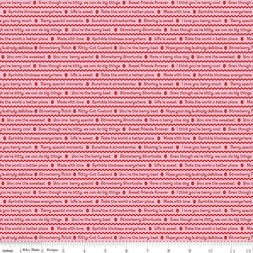 PRESALE The World of Strawberry Shortcake Text Pink Yardage for Riley Blake Designs | C18563-PINK