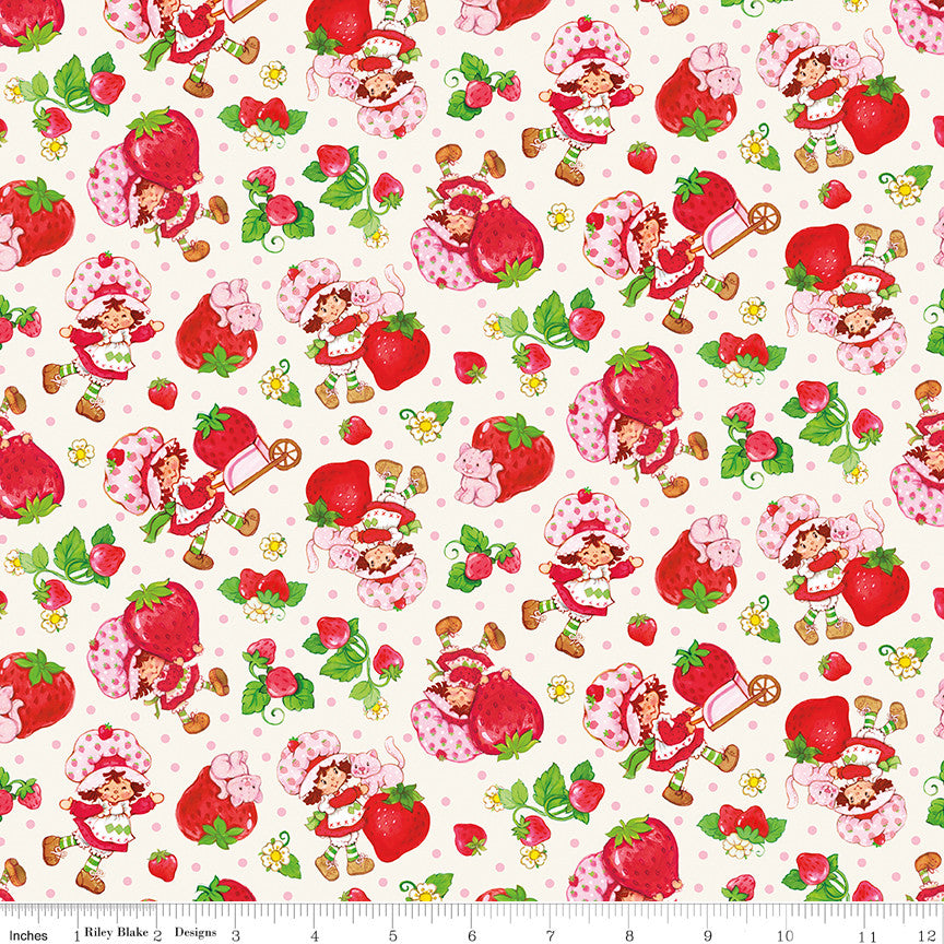 PRESALE The World of Strawberry Shortcake Toss Cream Yardage for Riley Blake Designs | C18561-CREAM