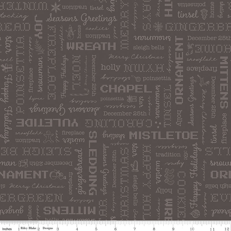 Home Town Holiday Words Dark MilkCan Yardage by Lori Holt for Riley Blake Designs | C14902 DKMILK