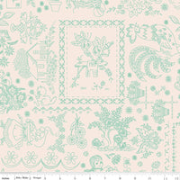 Berry & Sage Embroidery Latte Yardage by Lori Holt of Bee in My Bonnet | C17389-LATTE