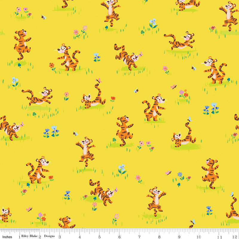 100 Aker Woods Tigger Bounce Yellow Yardage by Jill Howarth for Riley Blake Designs | C15173-YELLOW