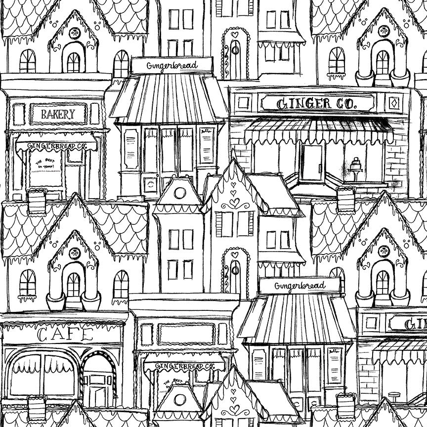 PRESALE Gingerbread Village White Yardage by J. Wecker Frisch for Riley Blake Designs | C17843-WHITE