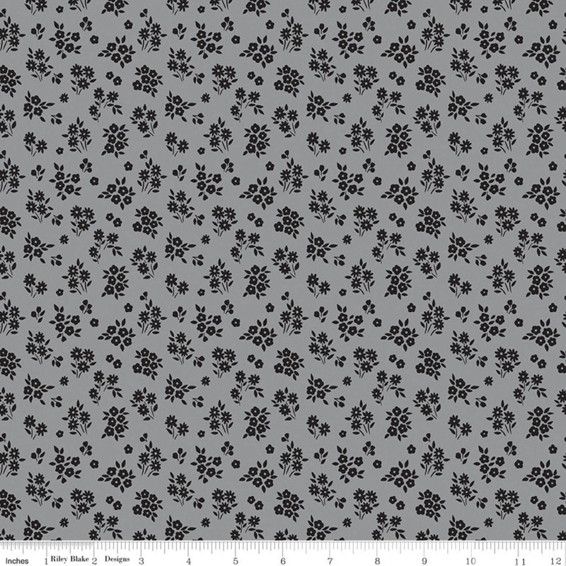 Midnight Meadow Bouquets Gray Yardage by My Mind's Eye for Riley Blake Designs | C15324-GRAY