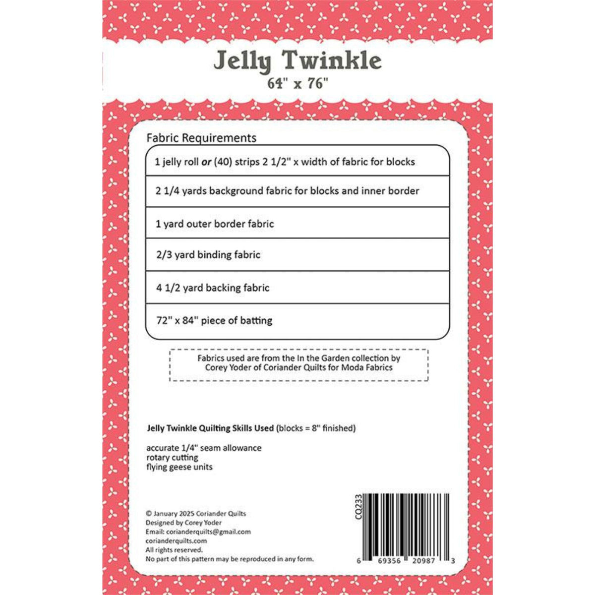 Jelly Twinkle Quilt Pattern by Corey Yoder of Coriander Quilts | CQ 233