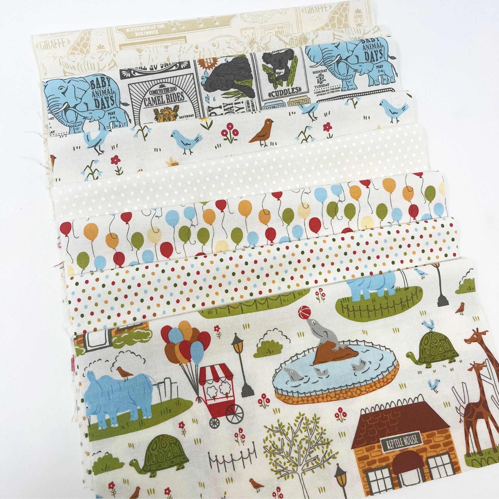 Animal Park Fun Custom Fat Quarter Bundle Low Volume by Stacy Iest Hsu for Moda Fabrics | Curated Bundle | 8 Fat Quarters