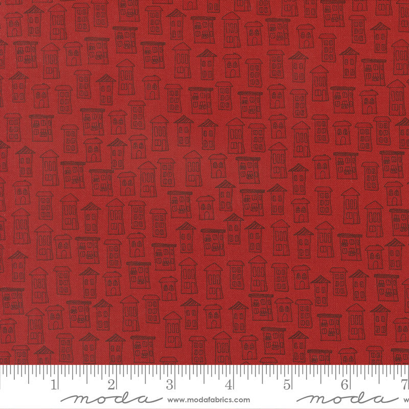 PRESALE Independence Day American Houses Red Yardage by Sweetwater for Moda Fabrics | 55723 23