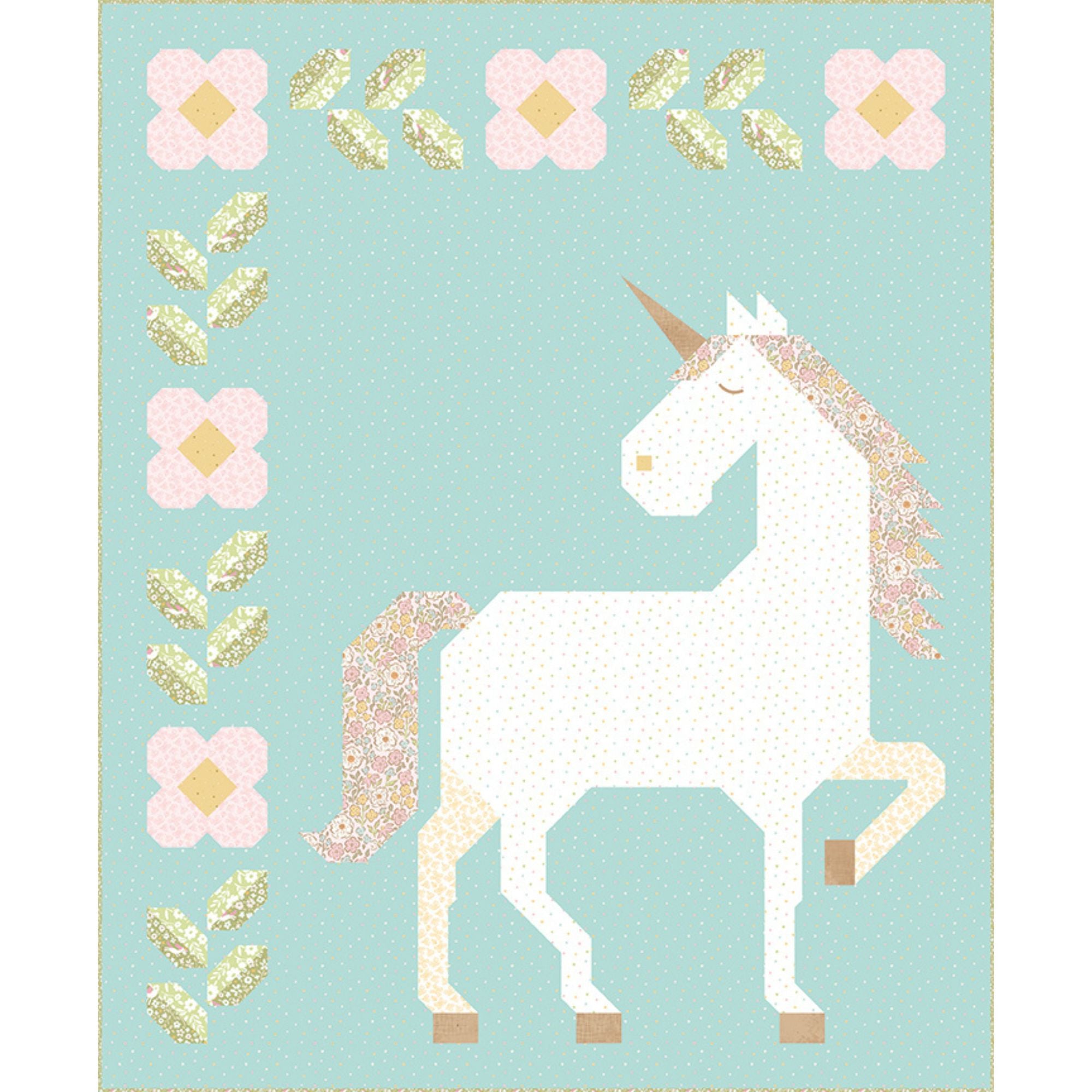 PRESALE Unicorn Garden Quilt Kit Boxed With Little Posies by Cayla Naylor for Riley Blake Designs | KT-18320