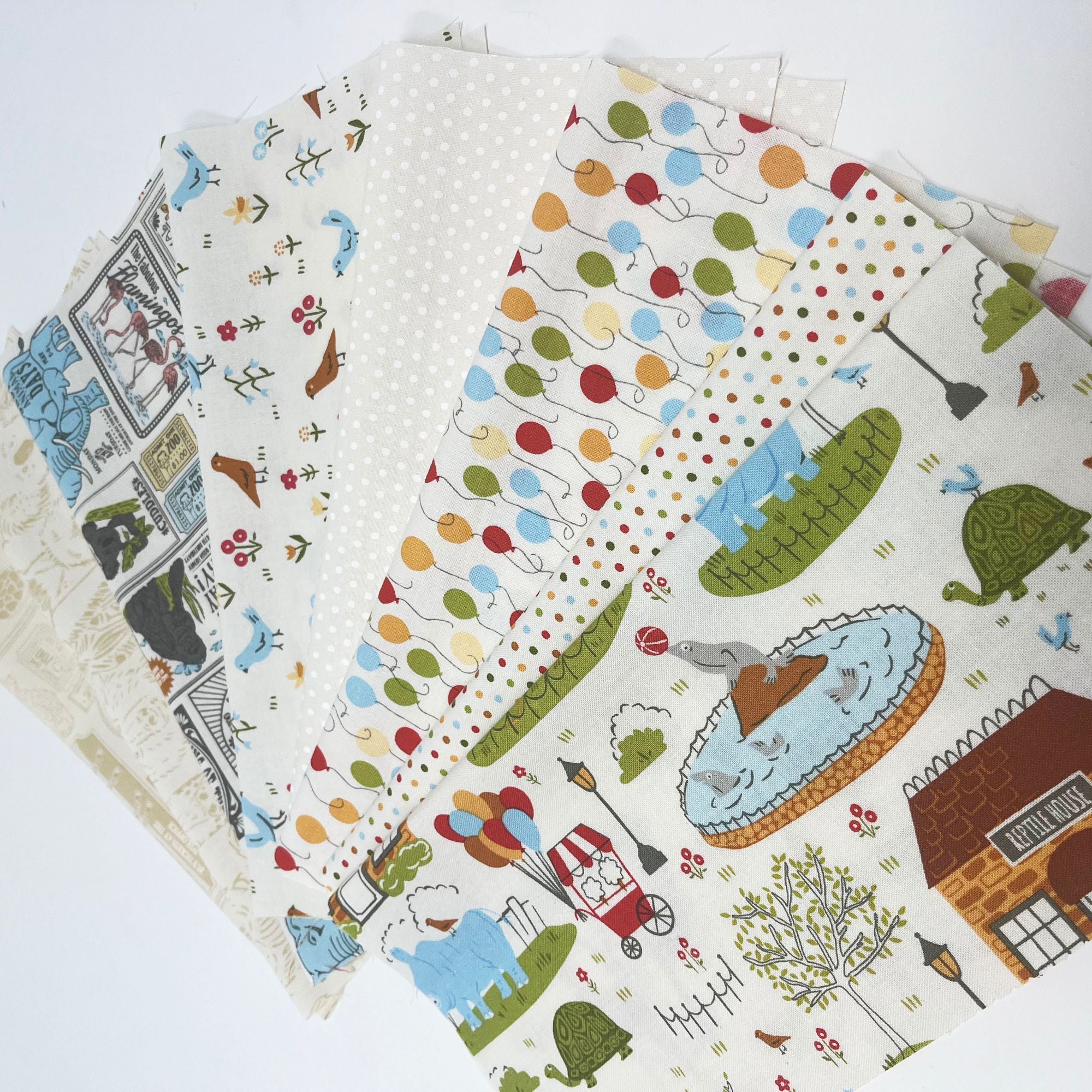 Animal Park Fun Custom Fat Quarter Bundle Low Volume by Stacy Iest Hsu for Moda Fabrics | Curated Bundle | 8 Fat Quarters