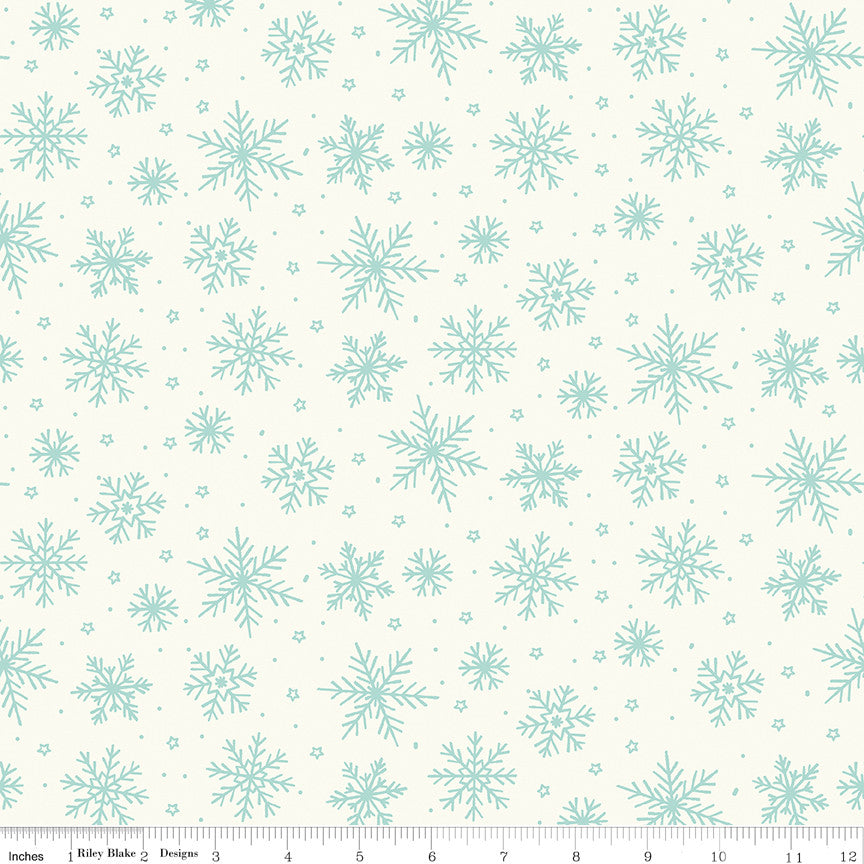 The North Pole Flannel Snowflakes White by My Mind's Eye for Riley Blake Designs | F17752-WHITE