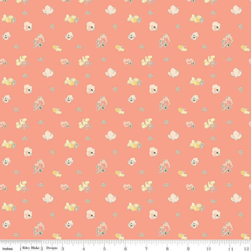 New Beginnings Sweet Peas Apricot Yardage by Sandy Gervais for Riley Blake Designs | C15752-APRICOT