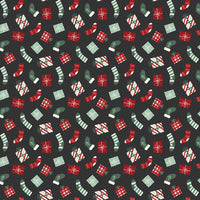 Evergreen Wishes Stockings & Gifts Black Yardage by Traci Reed for Riley Blake Designs | C17812-BLACK