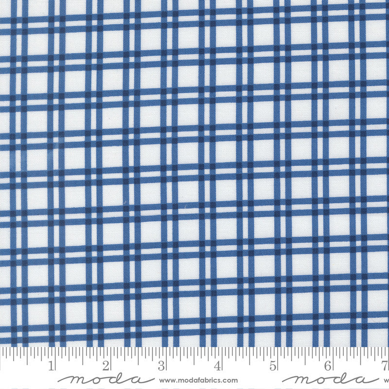 PRESALE Blueprint Plaid White Navy Yardage by Camille Roskelley for Moda Fabrics | 55332 26