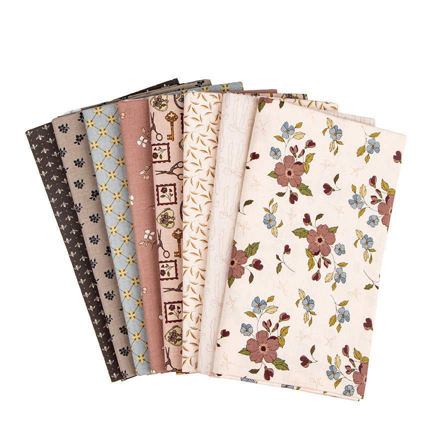 PRESALE Charmed & Treasured Fat Quarter Bundle Latte by Kassidy Grace for Riley Blake Designs | 8 Fat Quarters | Curated Bundle