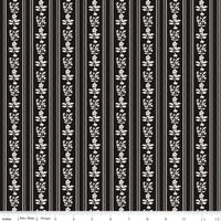 PRESALE Moonlit Trellis Floral Stripe Black Yardage by My Mind's Eye for Riley Blake Designs | C18214-BLACK