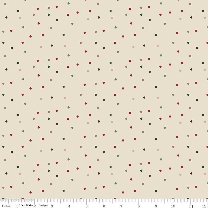 PRESALE Christmas Time Dots Linen Yardage by Dani Mogstad for Riley Blake Designs | C17825-LINEN