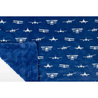 Airplane Baby Minky Blanket by Dreamy Blankets | Airplanes Take Flight Navy | Premium Soft Minky Blanket | Baby Blanket Size 32" x 36"