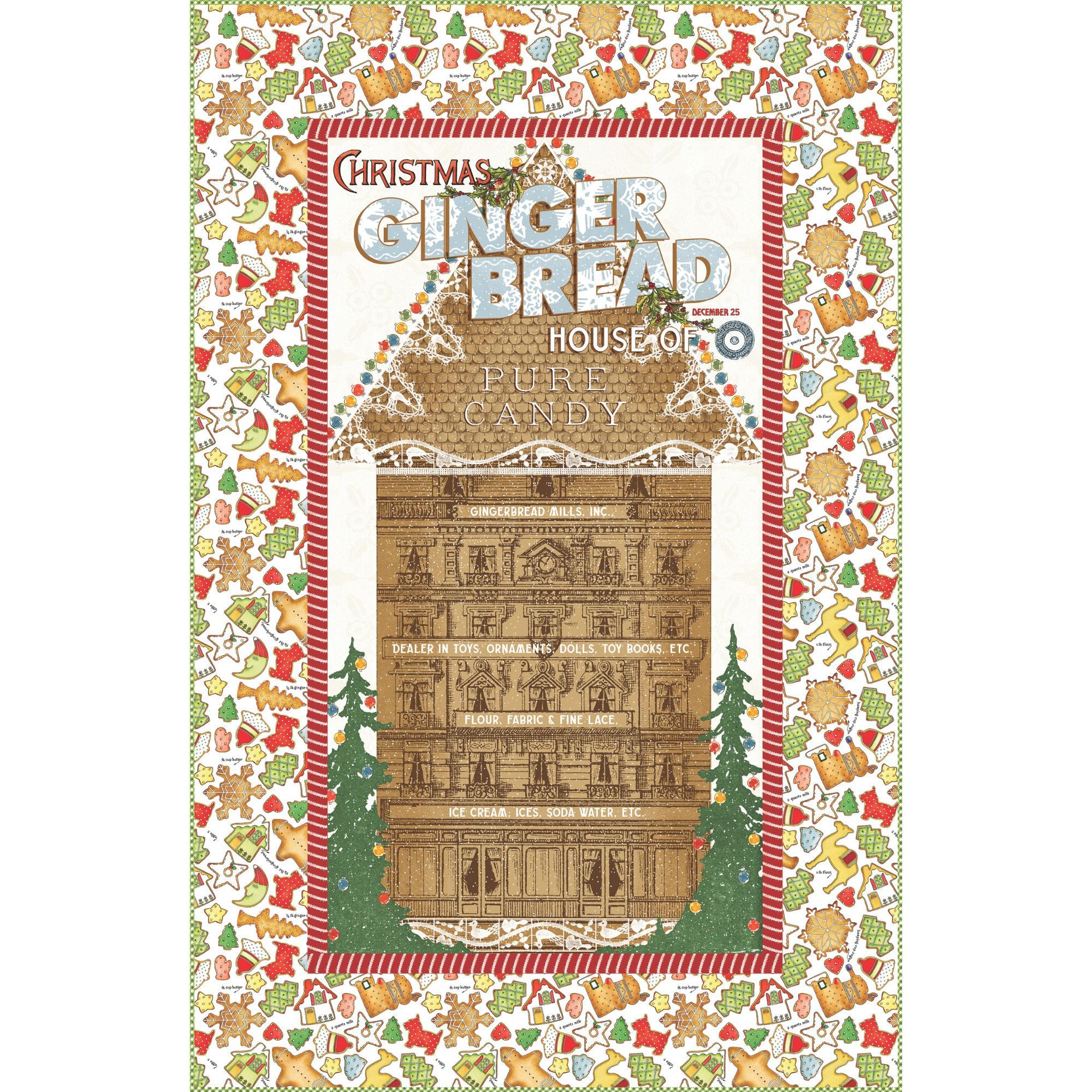 PRESALE Gingerbread Mills Panel Custom Quilt Kit With Gingerbread by J. Wecker Frisch for Riley Blake Designs | Quilt Size 37 1/2" x 57 1/2" | FREE PATTERN