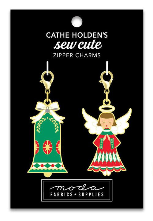 Cathe Holden's Bell and Angel Sew Cute Zipper Charms |2 Charms | CH131