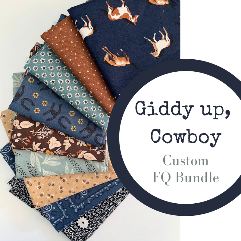 Giddy up, Cowboy Custom Fat Quarter Bundle | Curated Bundle | 9 FQs High Quality Quilting Cottons
