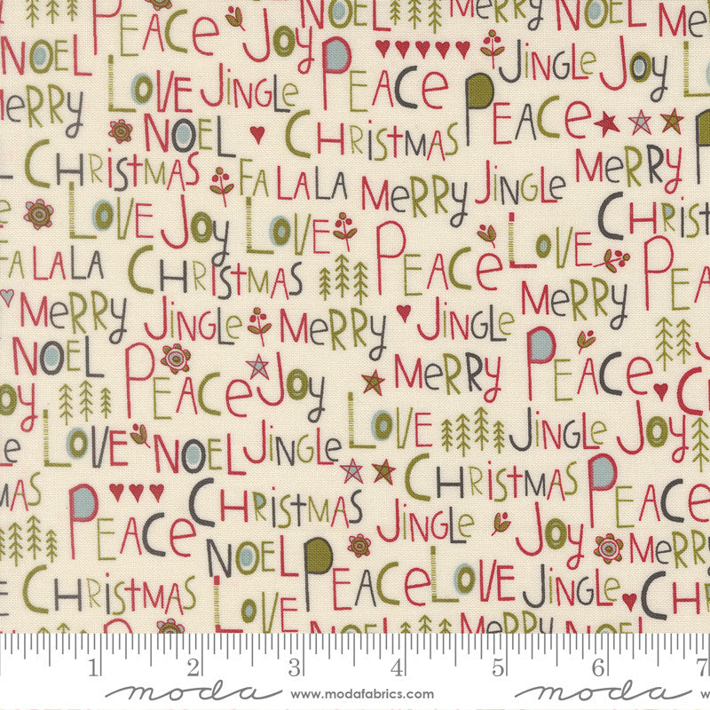 PRESALE Chilly Peace Love Joy Vanilla Yardage by Sweetwater for Moda Fabrics | 55710 11