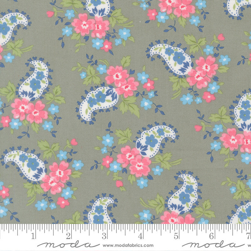 A Cat Named Stitch Sweet Paisley Grey Yardage by Camille Roskelley for Moda Fabrics | 55346 16
