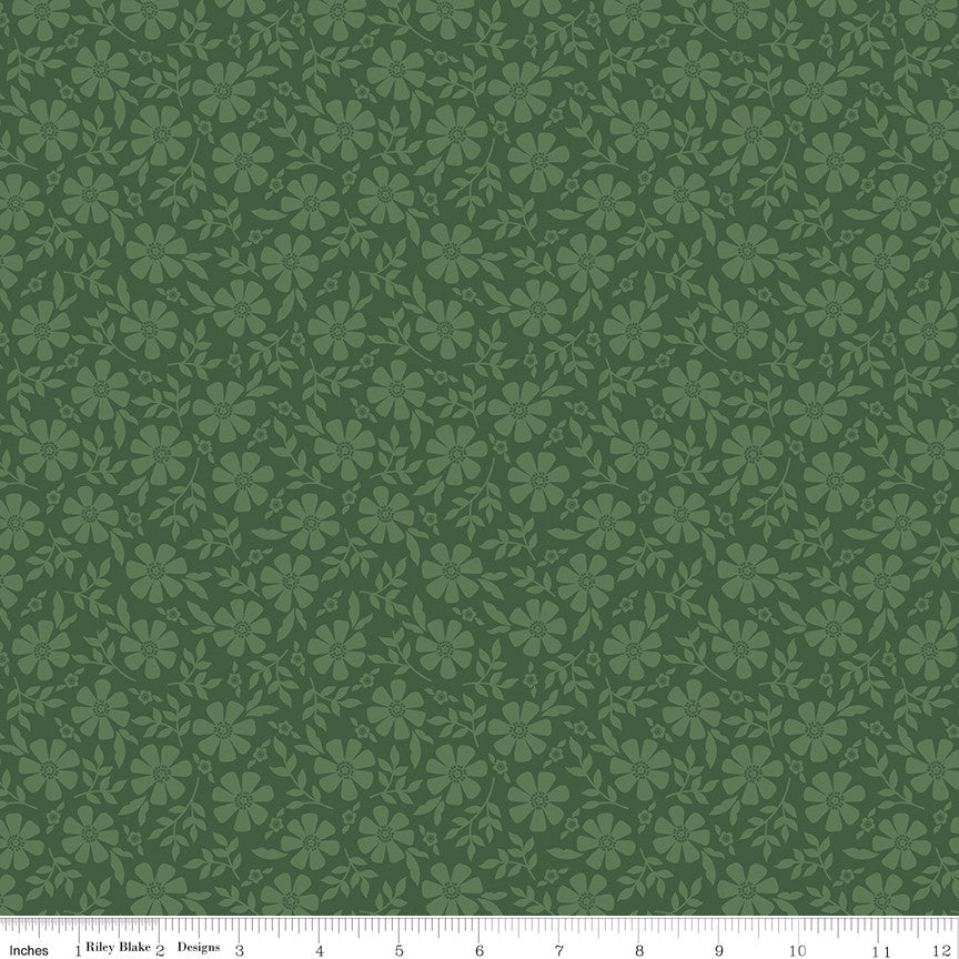 Orchard House Tonal Flowers Green Yardage by Heather Peterson for Riley Blake Designs | C17728-GREEN